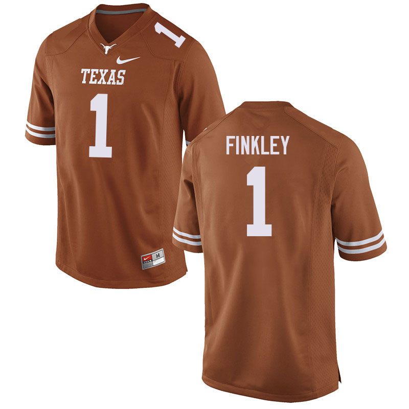 Men #1 Justice Finkley Texas Longhorns College Football Jerseys Sale-Orange
